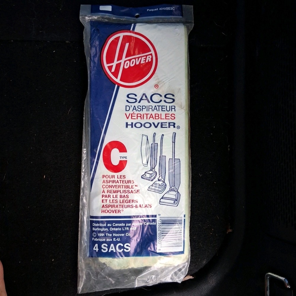New Genuine HOOVER Type C 4 Vacuum‎ Bags Bottom Fill Convertible Cleaner NOS
